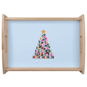 Winter Market 10 Colorful Christmas Tree Serving Tray