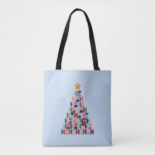Winter Market 10 Colorful Christmas Tree Tote Bag