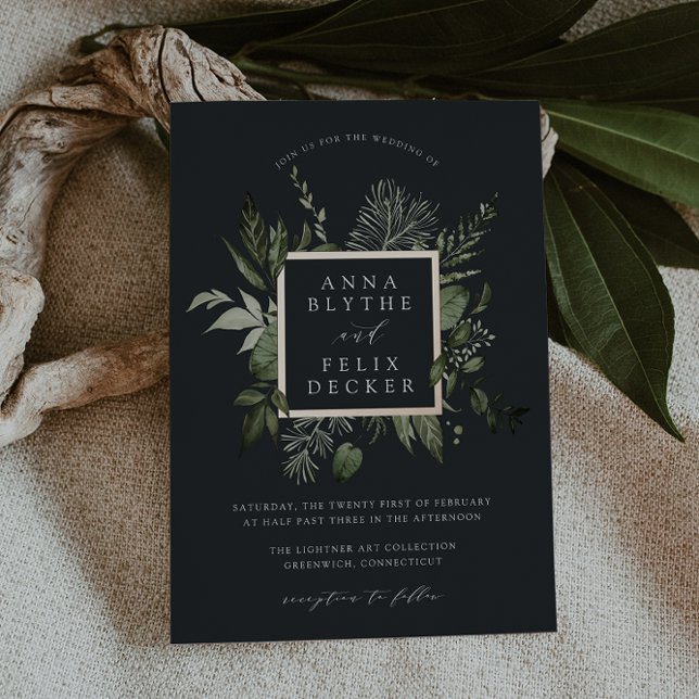 Winter Meadow Botanical Frame Wedding Foil Invitation (Creator Uploaded)