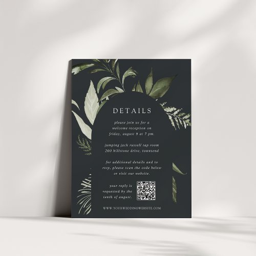 Winter Meadow Botanical QR Code Wedding Details Enclosure Card