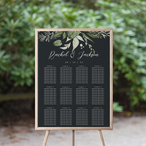 Winter Meadow  Botanical Wedding Seating Chart