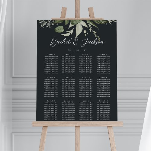 Winter Meadow  Botanical Wedding Seating Chart Foam Board