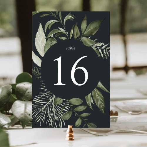 Winter Meadow  Green Botanical Table Number