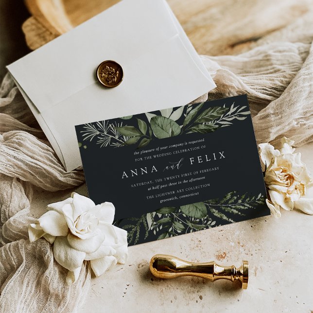 Winter Meadow | Green Botanical Wedding Invitation (Creator Uploaded)