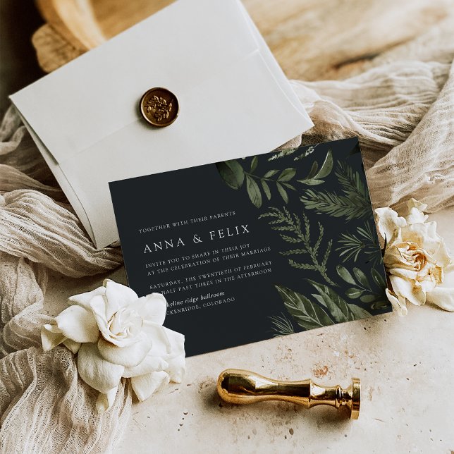 Winter Meadow | Green Botanical Wedding Invitation (Creator Uploaded)