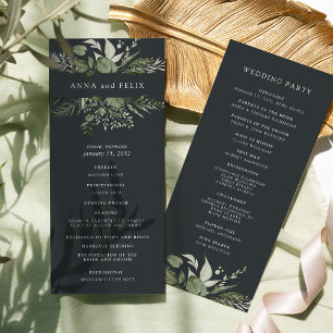 Winter Meadow Green Botanical Wedding Program