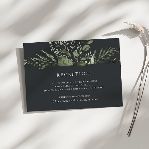 Winter Meadow  Green Botanical Wedding Reception Enclosure Card