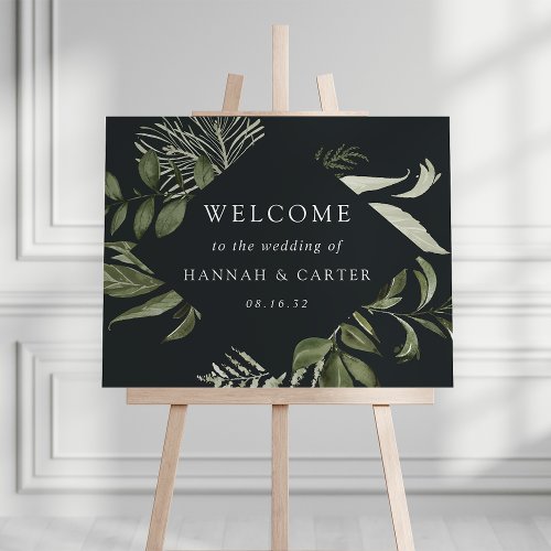 Winter Meadow  Green Botanical Wedding Welcome Foam Board