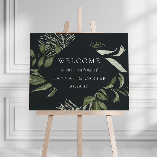 Winter Meadow | Green Botanical Wedding Welcome Foam Board (Creator Uploaded)