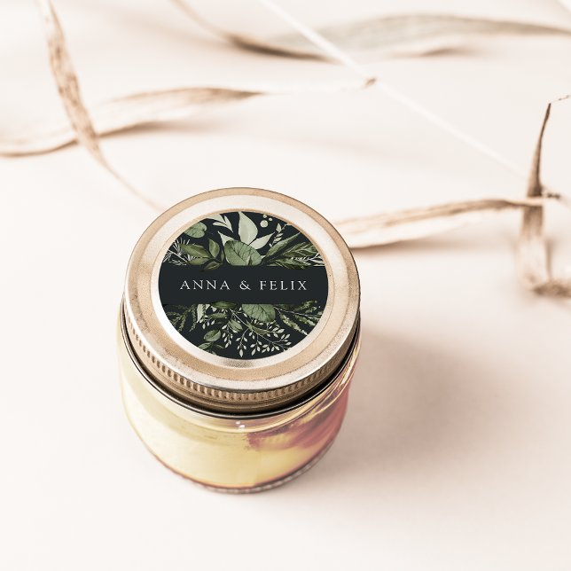 Winter Meadow | Personalized Botanical Wedding Classic Round Sticker (Creator Uploaded)