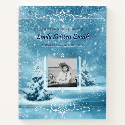 Winter Memorial Service Your Photo Snow Guest Book