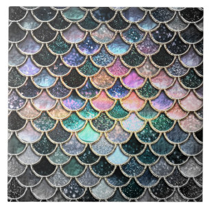 Winter Mermaid Watercolor Scales- Mermaidscales Ceramic Tile