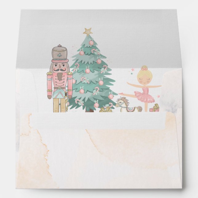 Winter Merry Christmas Nutcracker Ballet Watercolo Envelope (Back (Bottom))