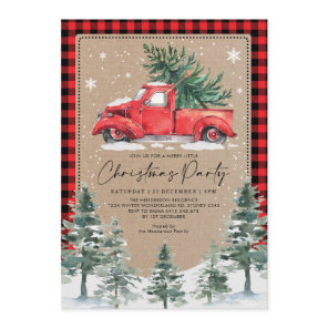 Winter Merry Christmas Party Vintage Red Truck Invitation