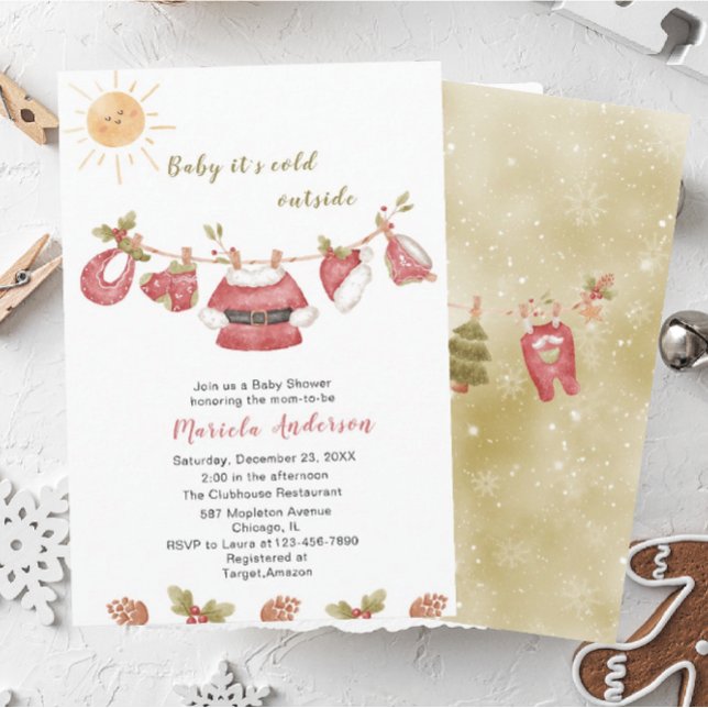 Winter Merry Christmas Snowman Watercolor Baby Sho Invitation (Creator Uploaded)