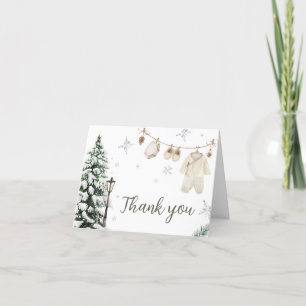 Winter Merry Little Baby Clothes Baby Shower Letterpress Thank You Card