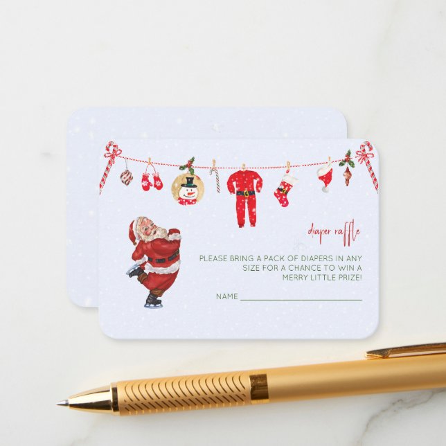 Winter Merry Little Christmas Baby Shower Books Enclosure Card (Front/Back In Situ)