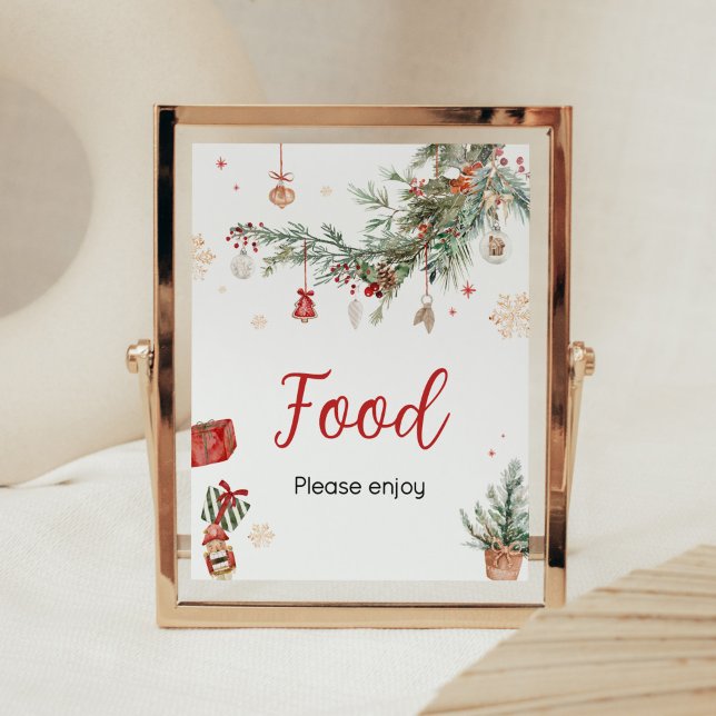 Winter Merry Little Christmas Baby Shower Food Poster (Merry Little Winter Christmas Baby Shower Food Sign)