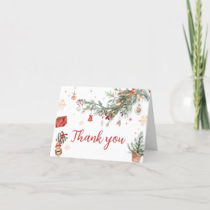 Winter Merry Little Christmas Baby Shower Letterpress Thank You Card