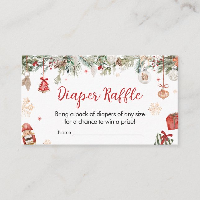 Winter Merry Little Christmas Diaper Raffle Enclosure Card (Front)