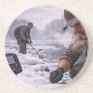 Winter Metal Detecting Long Sleeve Coaster