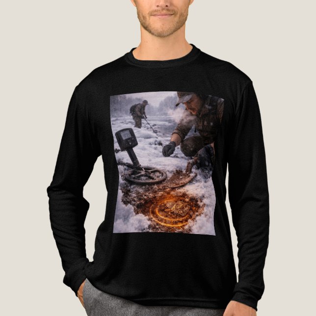 Winter Metal Detecting Long Sleeve Tri-Blend Shirt (Front)