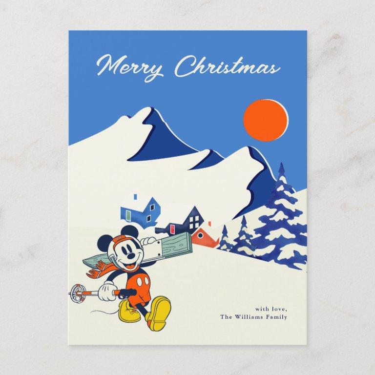 Winter Mickey Mouse | Merry Christmas Holiday                    Postcard