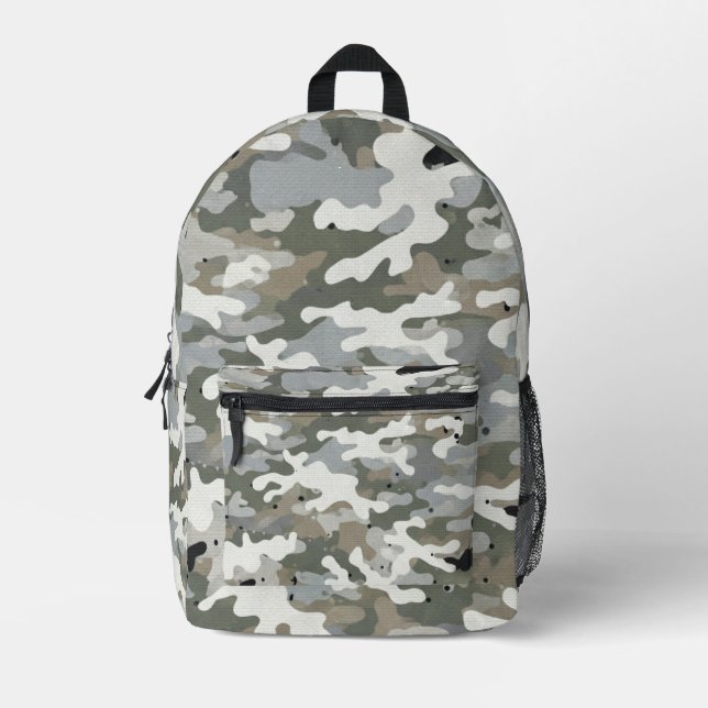 Winter Military Camouflage Pattern Printed Backpack (Front)