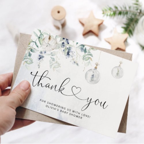 Winter minimalist elegant Christmas thank you Card