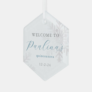 Winter Mis Quince 15th Birthday Quinceañera Glass Ornament