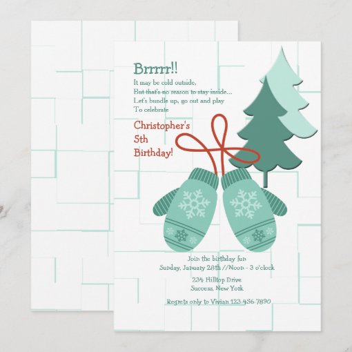 Winter Mittens Invitation | Zazzle