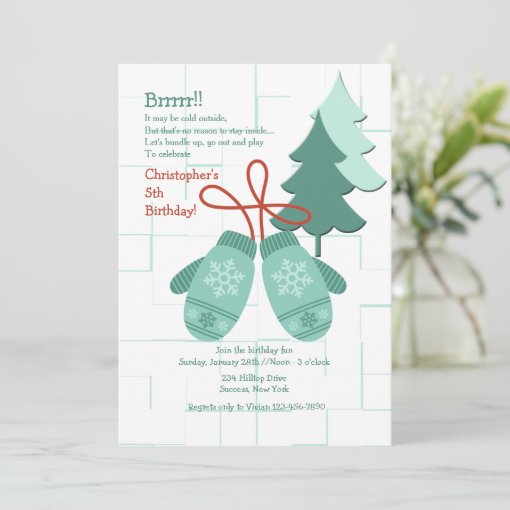 Winter Mittens Invitation | Zazzle
