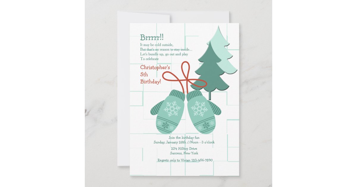 Winter Mittens Invitation | Zazzle