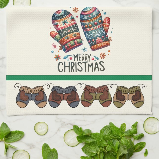 Winter Mittens  Kitchen Towel (Folded)