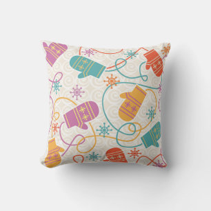 Winter Mittens Throw Pillow