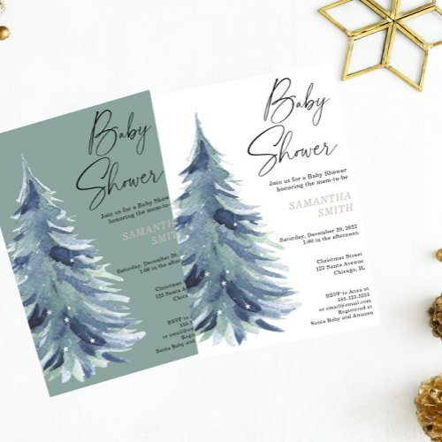 Winter modern baby shower invitation