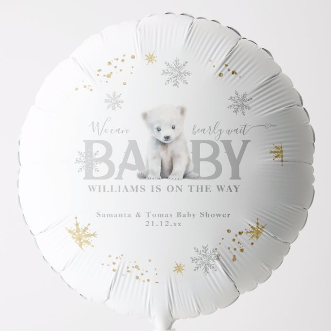 Winter Modern Bearly Wait Baby Shower Welcome Balloon (Front)
