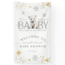 Winter Modern Bearly Wait Baby Shower Welcome Banner