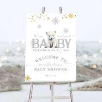 Winter Modern Bearly Wait Baby Shower Welcome Foam Board