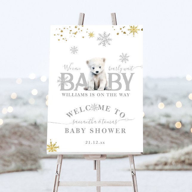 Winter Modern Bearly Wait Baby Shower Welcome Foam Board (Creator Uploaded)