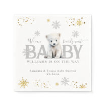 Winter Modern Bearly Wait Baby Shower Welcome Napkins