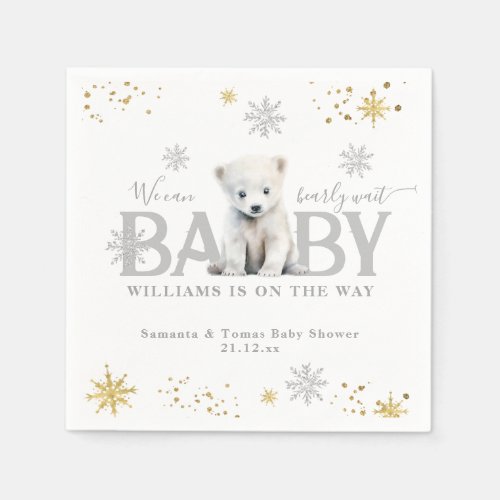 Winter Modern Bearly Wait Baby Shower Welcome Napkins