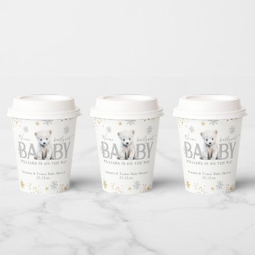 Winter Modern Bearly Wait Baby Shower Welcome Paper Cups