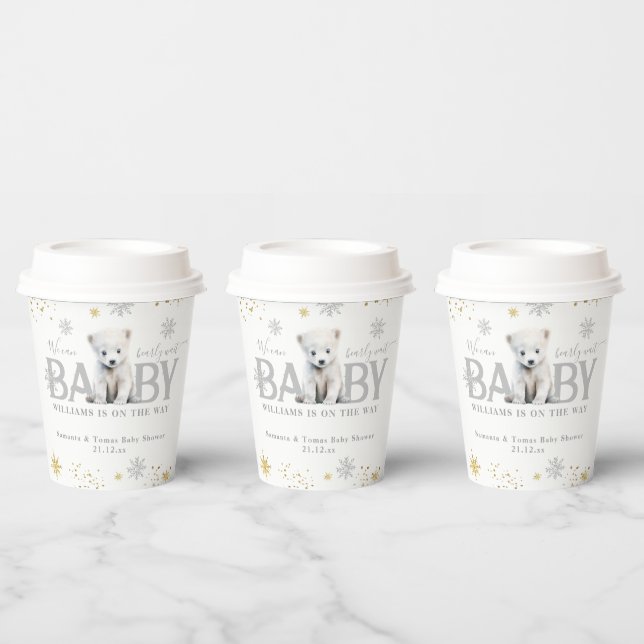 Winter Modern Bearly Wait Baby Shower Welcome Paper Cups (Multi)