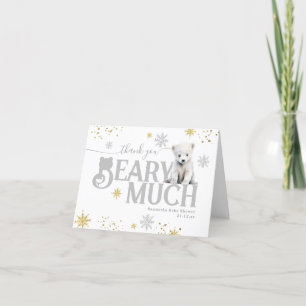 Winter Modern Bearly Wait Neutral Baby Shower Letterpress Thank You Card