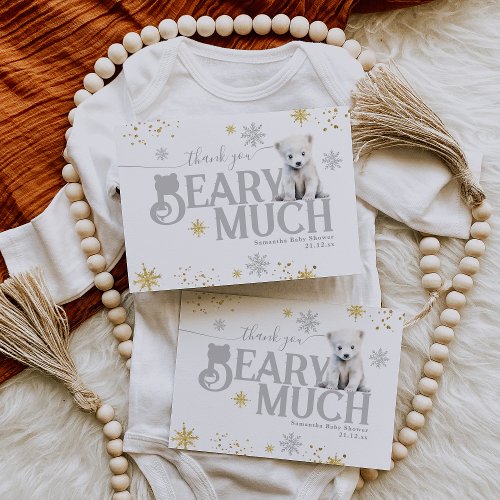 Winter Modern Bearly Wait Neutral Baby Shower Thank You Card