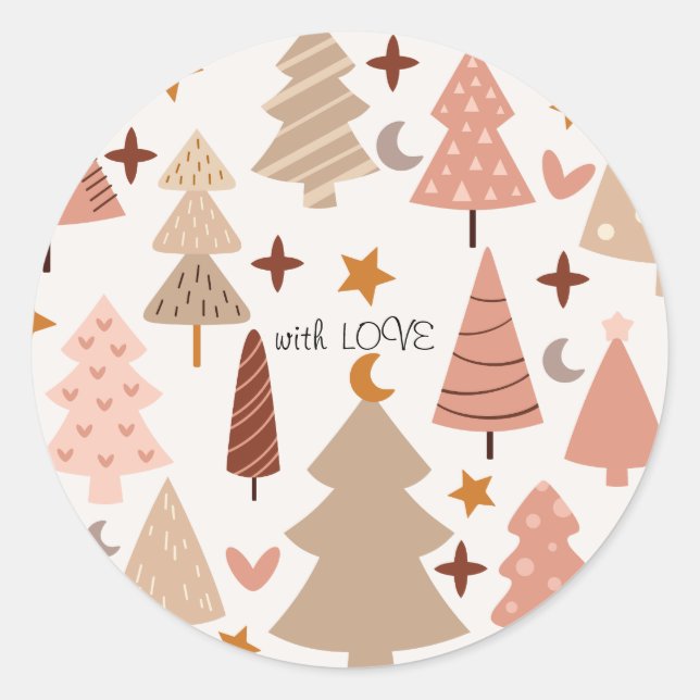 Winter Modern Boho Christmas  Classic Round Sticker (Front)