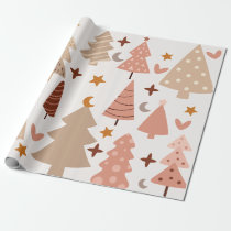 Stylish Boho Featuring Moon, Stars, Heart Motifs Wrapping Paper