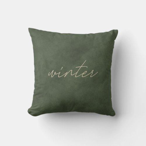Winter â Modern Dusty Green Velvet Christmas  Throw Pillow