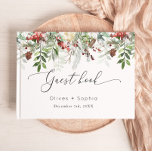 Winter modern evergeen Christmas wedding Guest Book<br><div class="desc">Winter modern evergeen Christmas wedding Guest Book
Matching items available.</div>